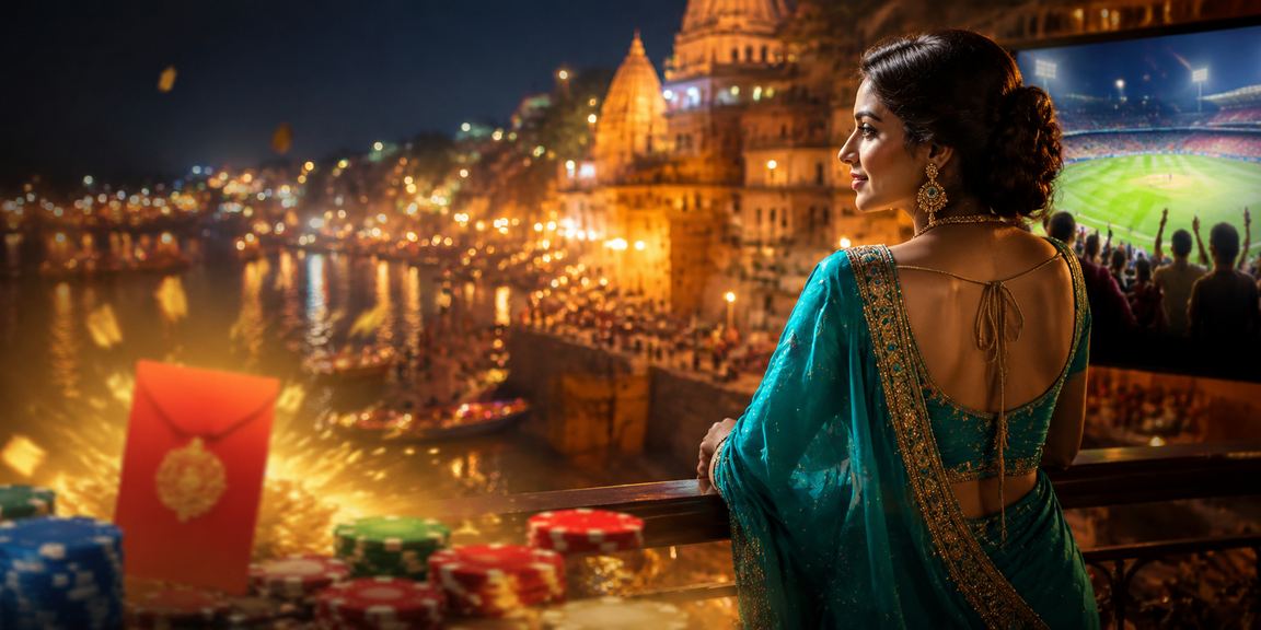 Cricket enthusiasts betting with smartphones near Varanasi Ghat